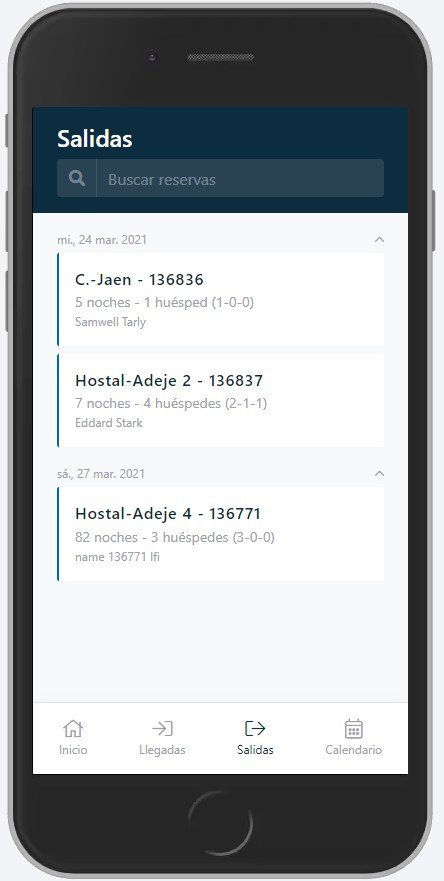 Dispositivo mobile che mostra un esempio di check-in all'interno dell'applicazione