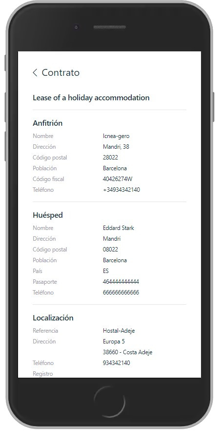 Dispositivo mobile che mostra la firma del contratto
