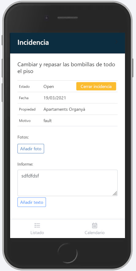 Il dispositivo mobile in cui è visualizzato il file dell'incidente, sarà in grado di visualizzare i dettagli del problema da risolvere all'interno dell'app.