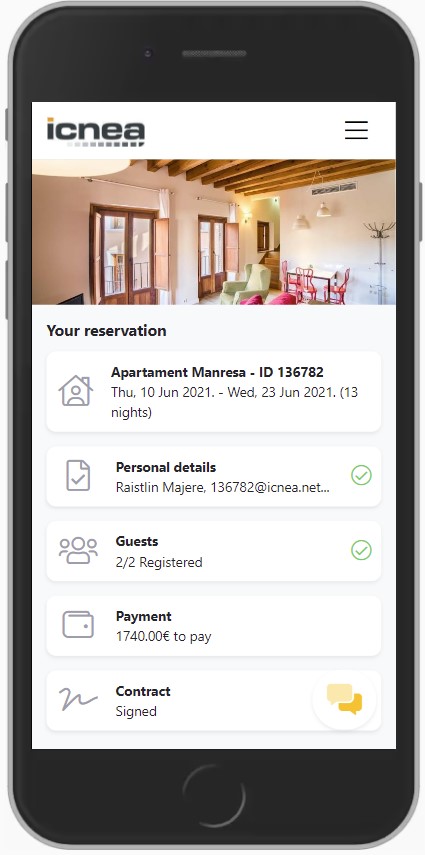 App Icnea nella sezione ospiti